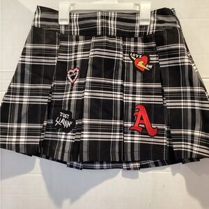 Ladies No Boundaries Plaid Black Skirt with Patches Size Medium 7-9